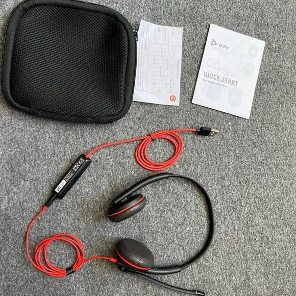 Plantronics Blackwire C3220 USB-A Wired Stereo Headset Black Red‎ C3200 Series